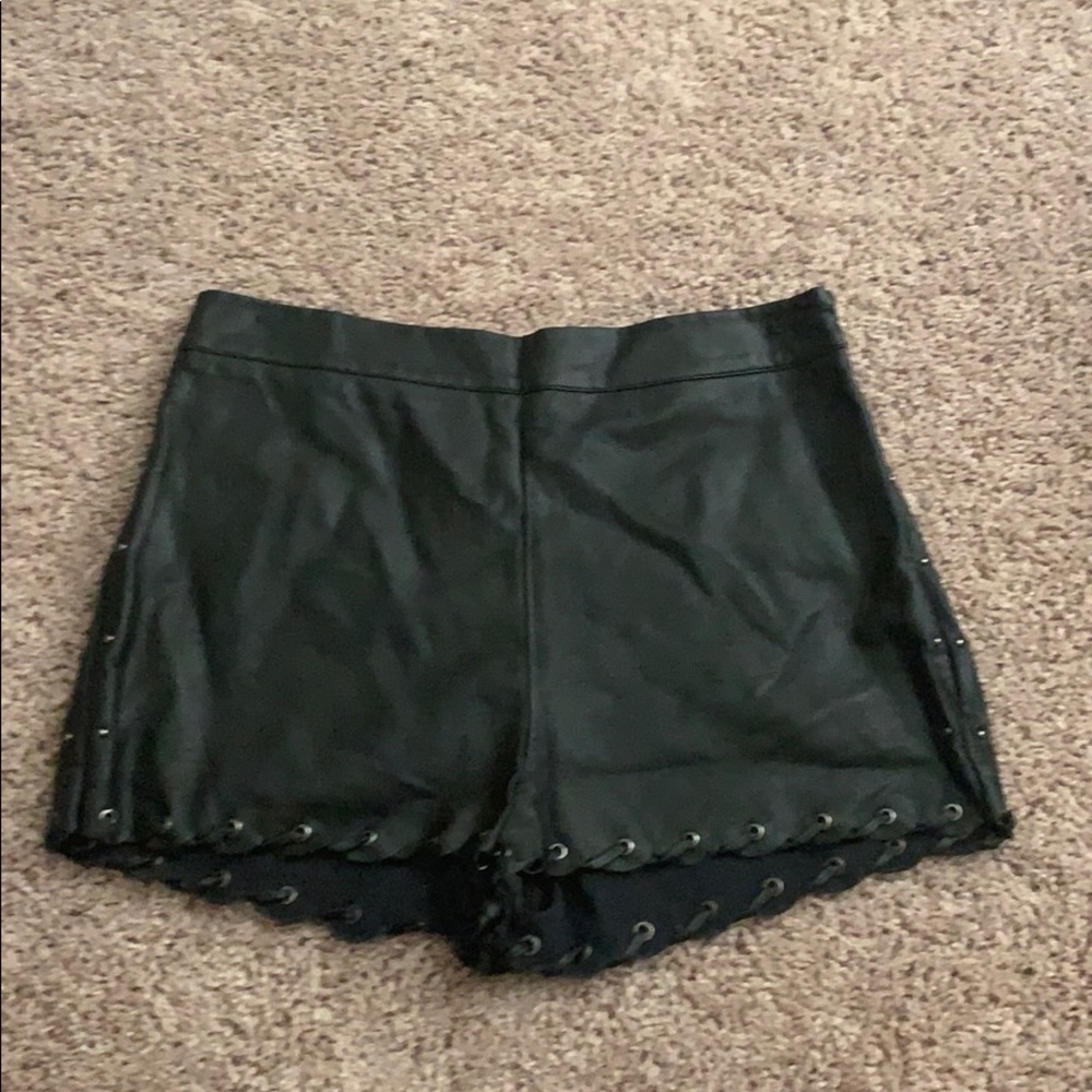 TOPSHOP black pleather shorts